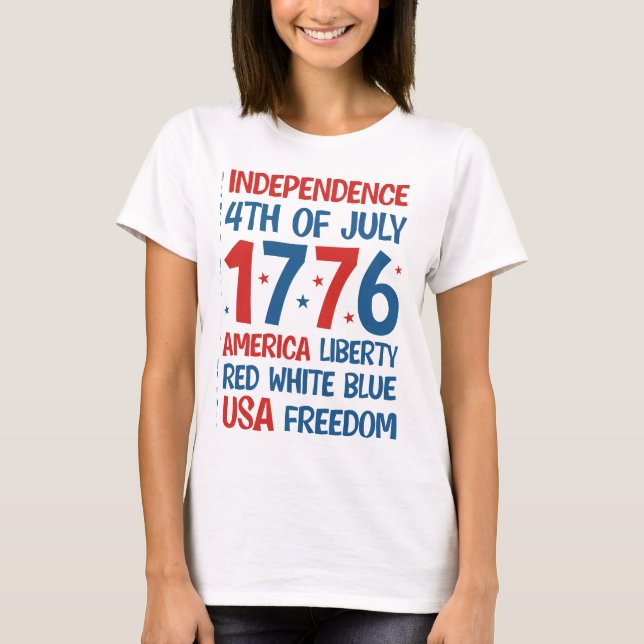 Camiseta Liberdade da América, Vermelho, Branco, Azul, Libe (Frente)