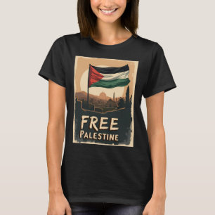 Camiseta Liberdade da Palestina - Bandeira Palestina com Ou