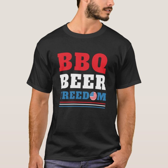 Camiseta LIBERDADE DE CERVEJA DE churrasco - 4 DE JULHO (Frente)