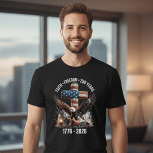 Camiseta Liberdade de Fé 250 Anos América 1776–2026 Patri