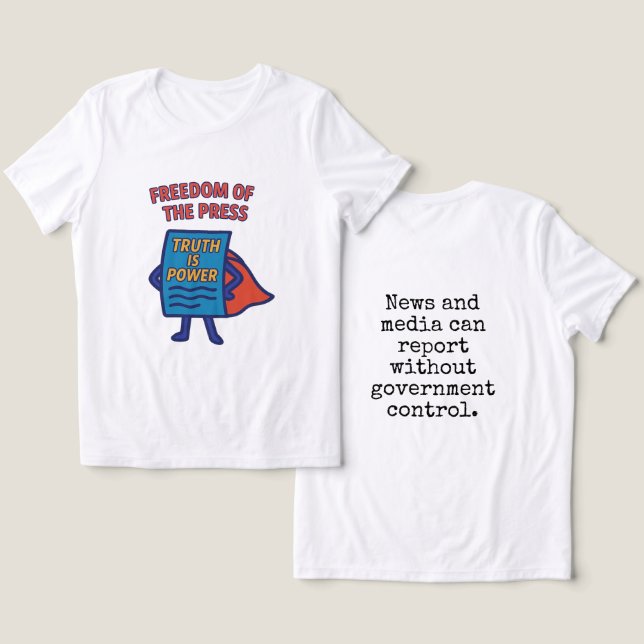 Camiseta Liberdade de imprensa: Verdade é Poder (Design Frente e Verso)
