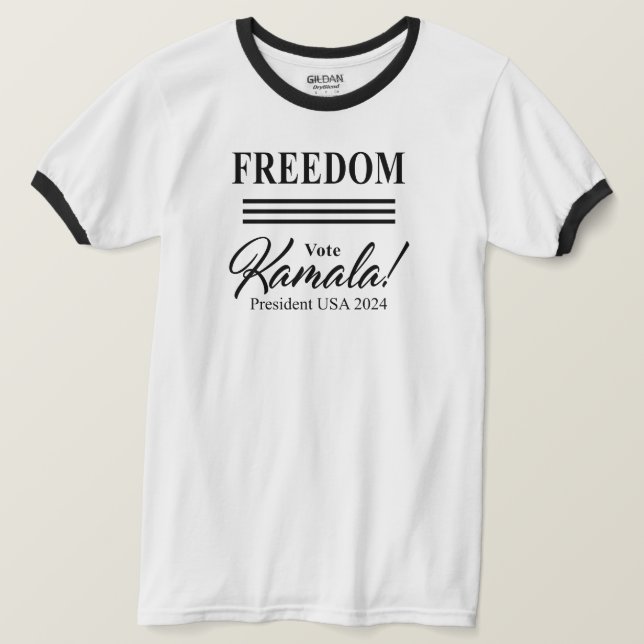 Camiseta LIBERDADE de voto Kamala Harris para o Presidente  (Frente do Design)