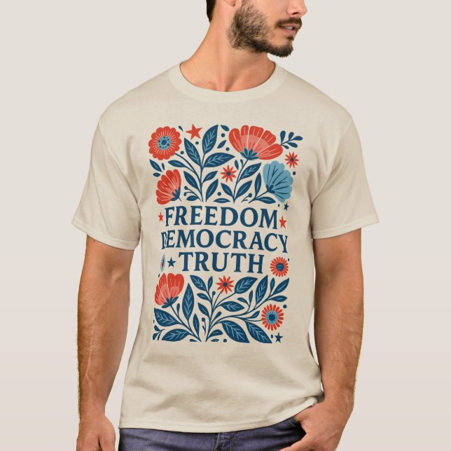 Camiseta Liberdade, Democracia, Verdade - Patriótico Valor  (Frente)