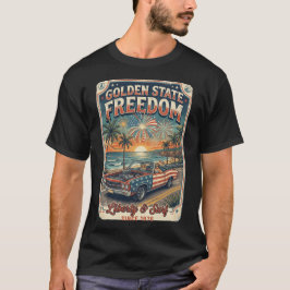 Camiseta Liberdade do Estado Dourado Califórnia Retro Conve