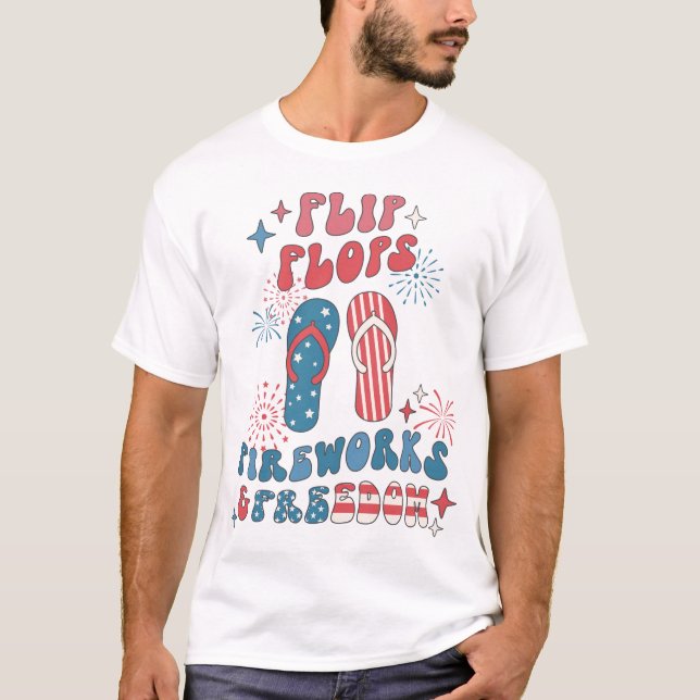 Camiseta Liberdade do Fireworks chinelos (Frente)