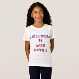 Camiseta Liberdade é Deus dado, vermelho branco e azul