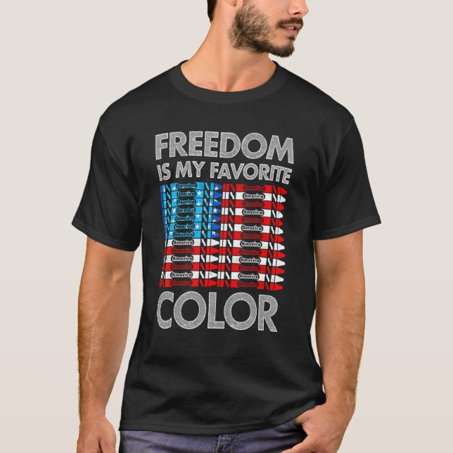 Camiseta Liberdade é minha cor favorita Veteranos americano (Frente)