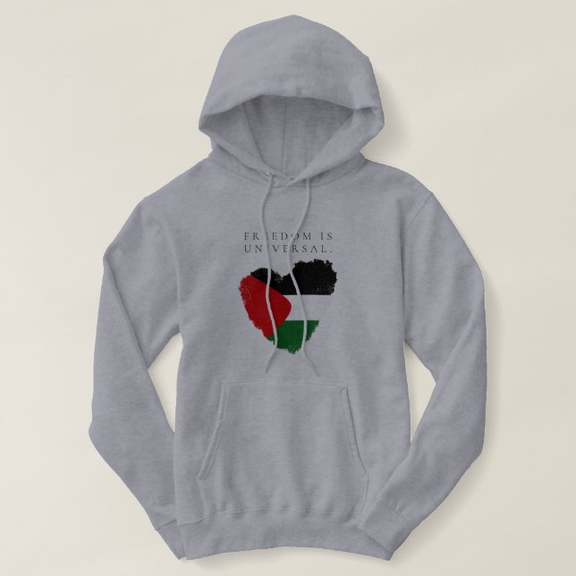 Camiseta “Liberdade é Universal” com a bandeira coração da  (Frente do Design)