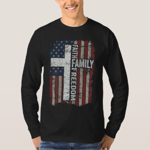 Camiseta Liberdade Familiar - Christian Vintage USA Flag