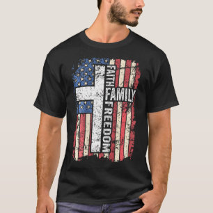 Camiseta Liberdade Familiar - Christian Vintage Usa Flag