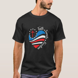 Camiseta Liberdade Familiar Fé Bandeira Americana Quarto De