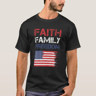 Camiseta Liberdade Familiar Fé Patriótica Estados Unidos Ca
