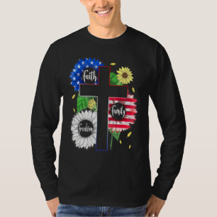 Camiseta Liberdade Familiar Liberdade Patriótica Cruz Crist