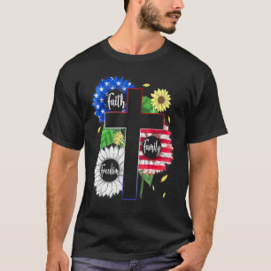 Camiseta Liberdade Familiar Liberdade Patriótica Cruz Crist