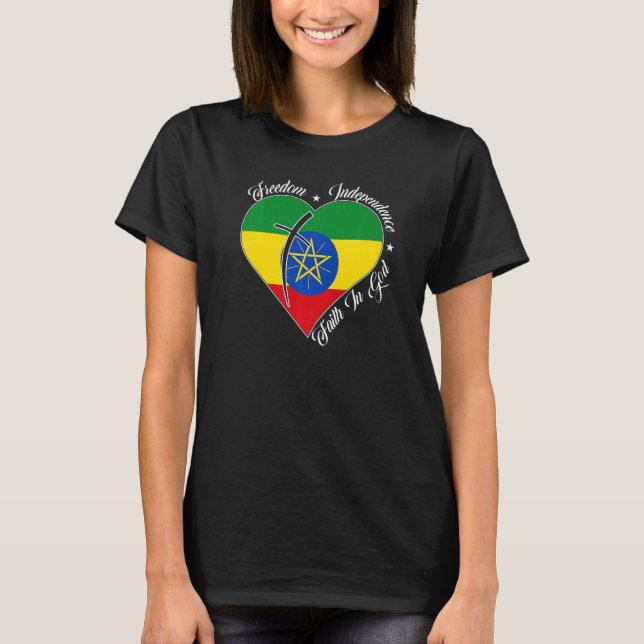 Camiseta Liberdade Independência Fé Em Deus  Cristão Etíope (Frente)