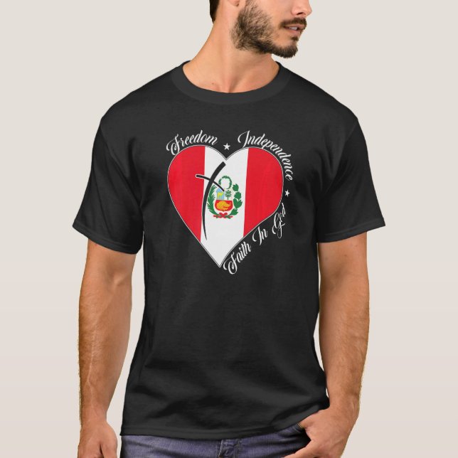 Camiseta Liberdade Independência Fé em Deus Cristão Peru (Frente)