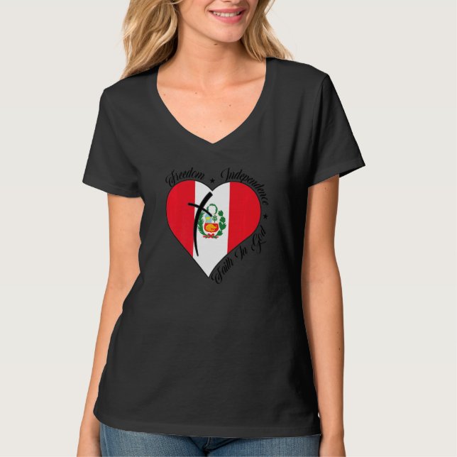Camiseta Liberdade Independência Fé Em Deus  Peru Cristão  (Frente)