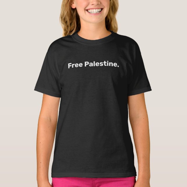 Camiseta Liberdade na Palestina texto simples básico de apo (Frente)