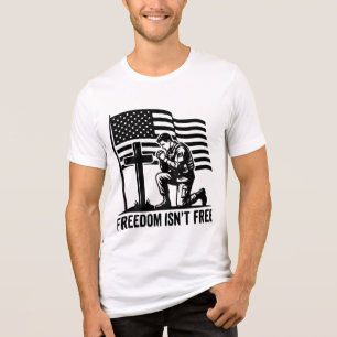 Camiseta Liberdade Não É Grátis Soldado ajoelhado Patriótic