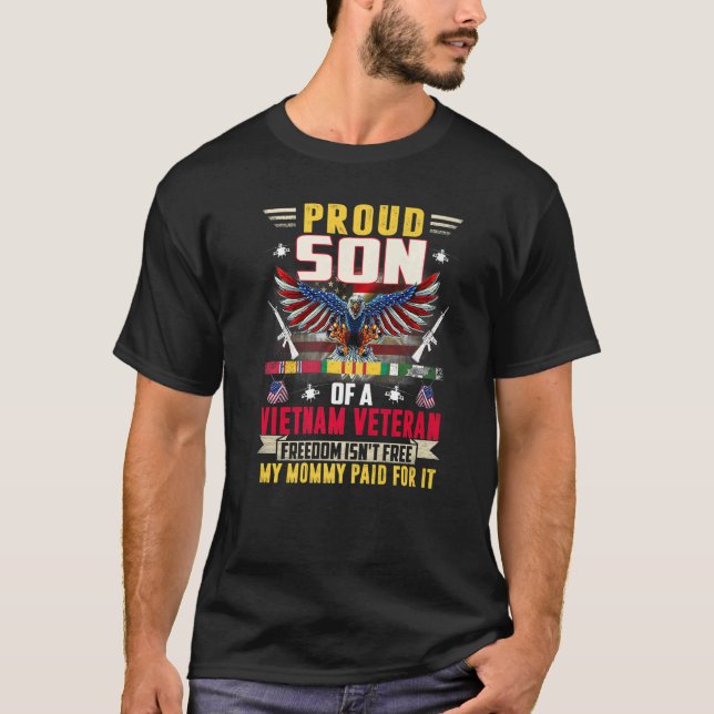 Camiseta Liberdade não é livre filho orgulhoso de um vetera (Frente)