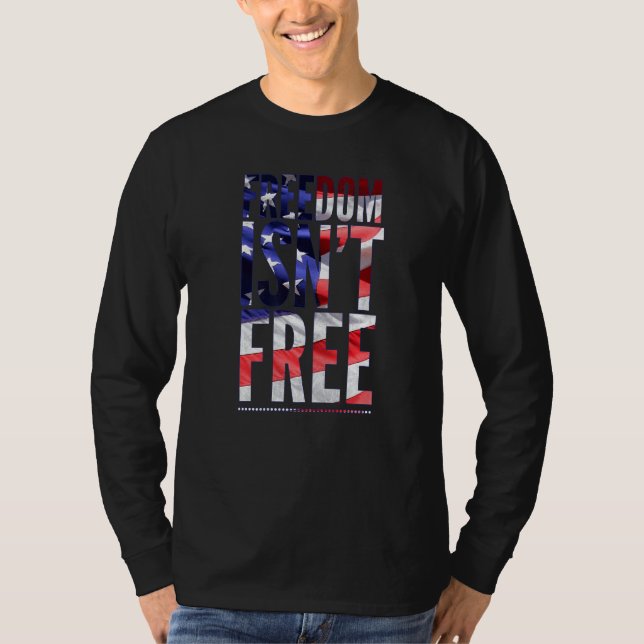 Camiseta Liberdade Não É Veterano Livre S Day American Flag (Frente)