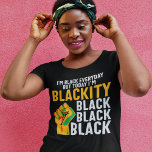 Camiseta Liberdade negra hoje eu sou a 19º de junho<br><div class="desc">Esta camiseta apresenta uma potência negra amarela, vermelha e verde levantada em punho, branca e amarela que dizia "19 de junho, eu sou negro todos os dias, mas hoje sou negro negro negro negro negro" e faz a roupa perfeita para comemorar o aniversário do Dia da Emancipação em 19 de...</div>