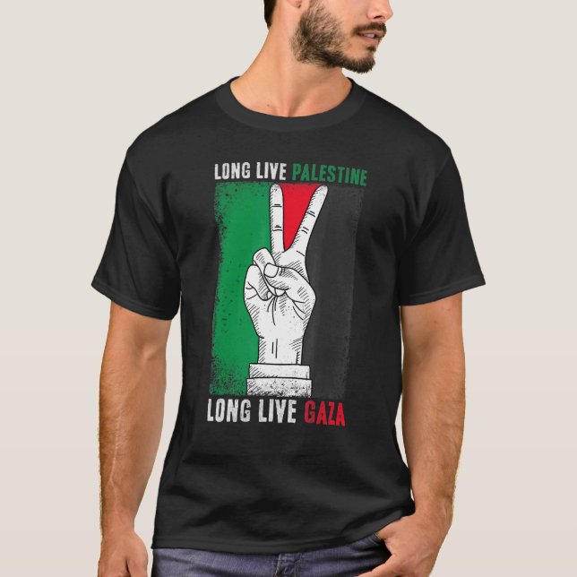 Camiseta Liberdade Palestina: Bandeira de Gaza Viva Pálida (Frente)