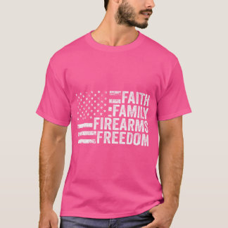 Camiseta Liberdade para a Família Fé - Pro God Guns Amer