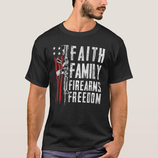 Camiseta Liberdade para a Família Fé - Pro God Guns Usa F (Frente)