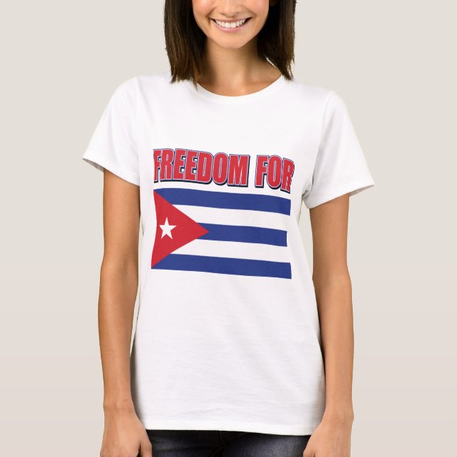 Camiseta Liberdade Para Cuba Bandeira Cubana (Frente)