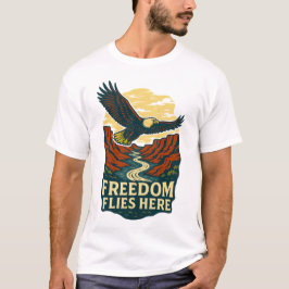 Camiseta Liberdade Voa Aqui Retro Eagle Trabalho de arte