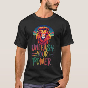 Camiseta Libere Seu Poder: design de Silhueta Lion Sunset