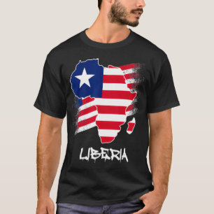 Camiseta Libéria Sinalizador com África Mapa Amor Libéria L