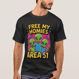 Camiseta Liberte Meus Homies Área 51 Funny Alien UFO Menino