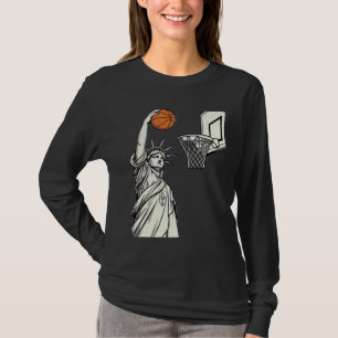 Camiseta Liberty Basquete Enterrada Desenho de Gravura Vint