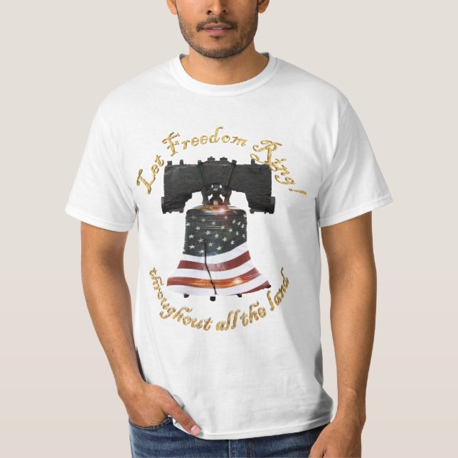 Camiseta Liberty Bell com Bandeira Americana - Deixe a Libe (Frente)