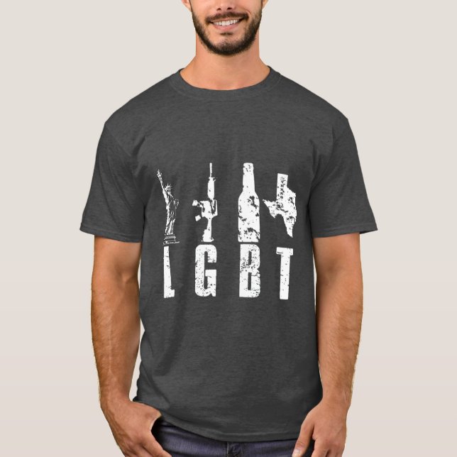 Camiseta Liberty Guns Beer Texas T Parody LGBT (Frente)