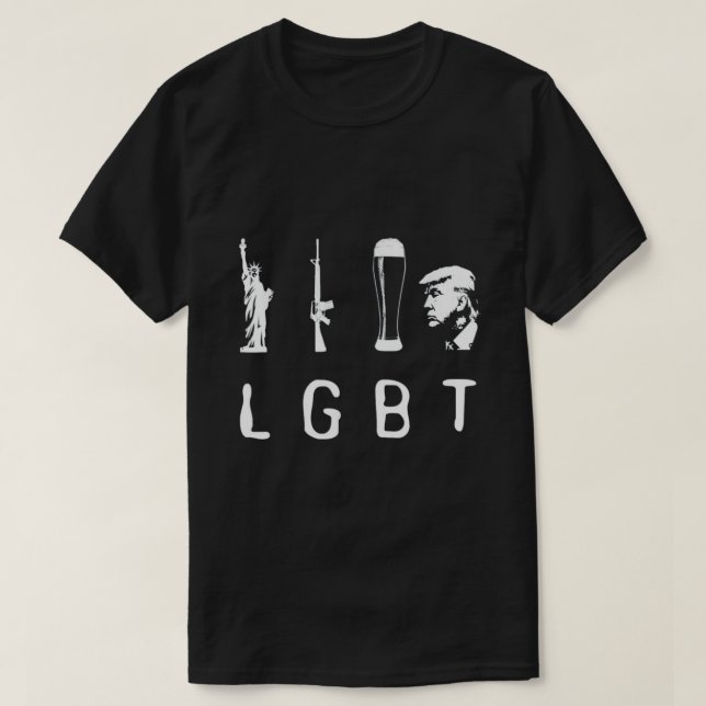 Camiseta Liberty Guns Beer Trump (Frente do Design)