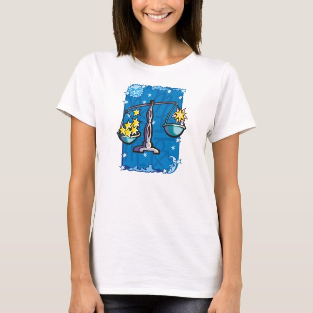 Camiseta Libra Escala estrelas de pesagem (Frente)