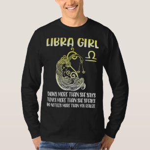 Camiseta Libra Garota Sabe Mais Dizer Pense Mais Fale Notem