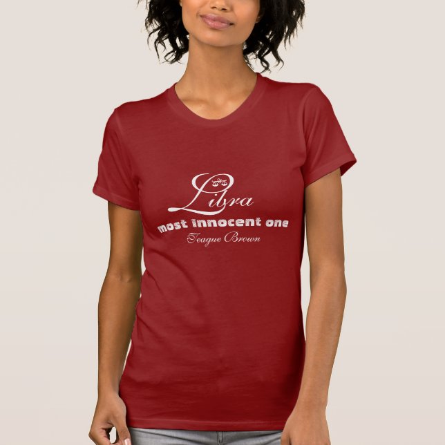 Camiseta Libra, o mais inocente, Teague Brown (Frente)