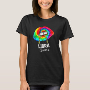 Camiseta Libra Queen Birthday October Tie Dye Biting Lips C