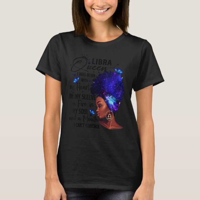 Camiseta Libra Rainha Afro Melanin Garota Presente De Anive (Frente)
