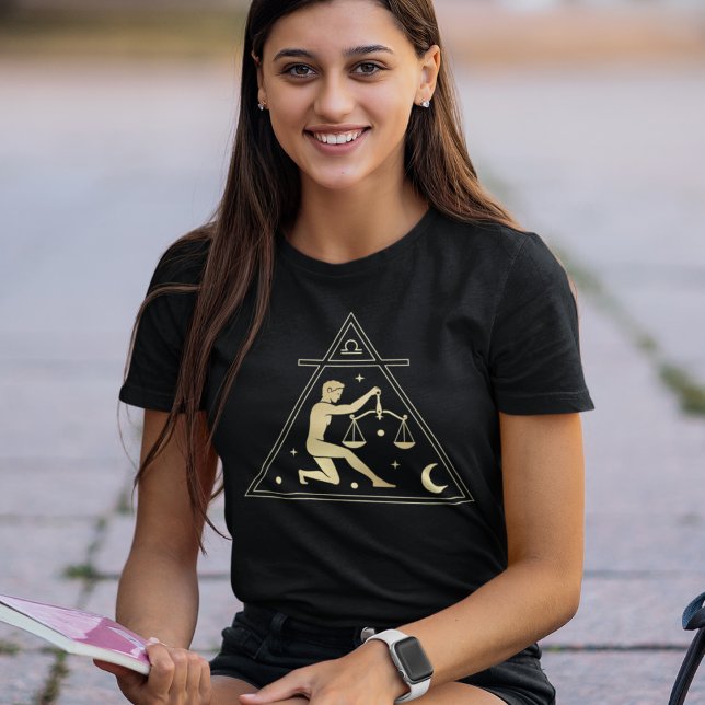 Camiseta Libra Zodiac - Símbolo de Elemento Aéreo em Dourad (Criador carregado)