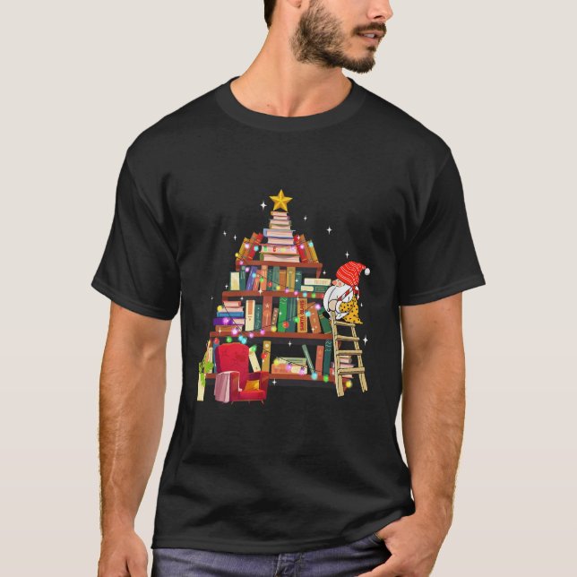 Camiseta Librarian And Book Lover Christmas Library Tree Li (Frente)