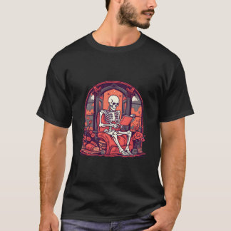 Camiseta Librarian Skeleton Reading Book Goth Tarot The Rea
