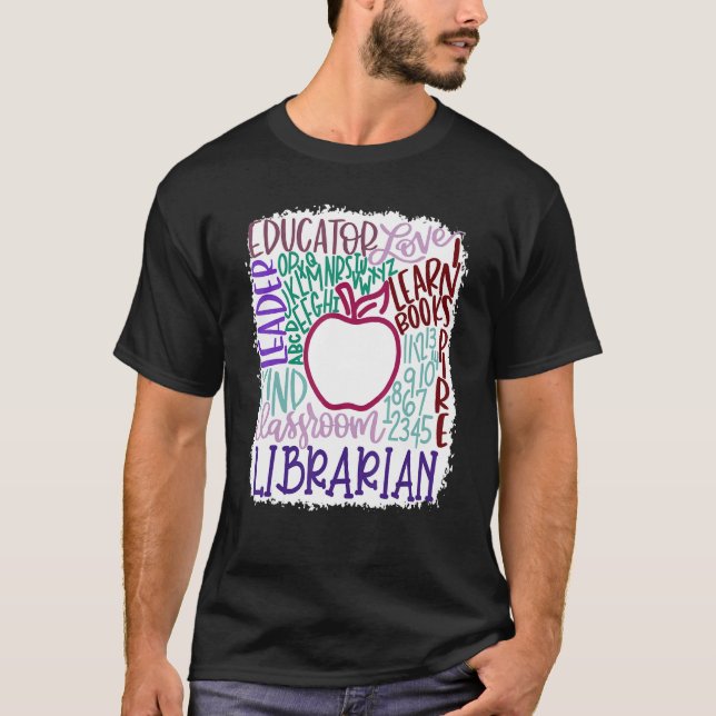 Camiseta Librarian Teacher In Typography Teacher Back 2 Sch (Frente)