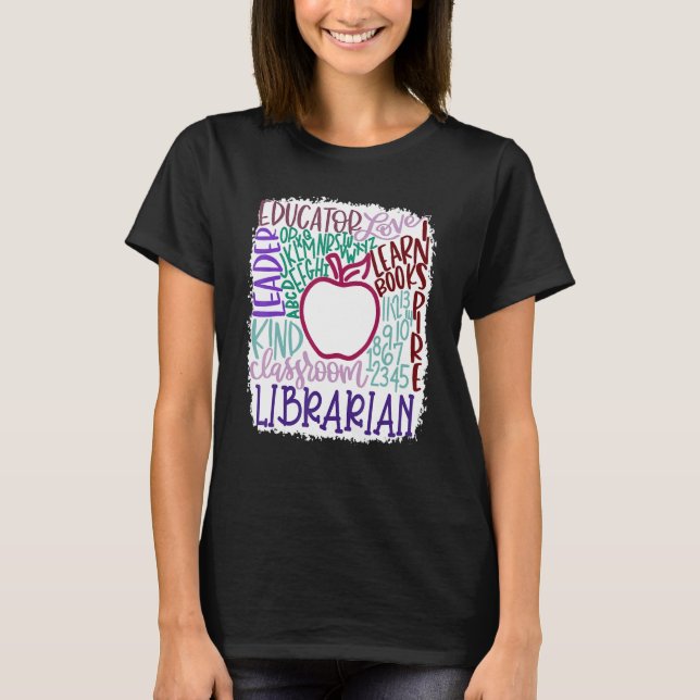 Camiseta Librarian Teacher In Typography Teacher Back 2 Sch (Frente)