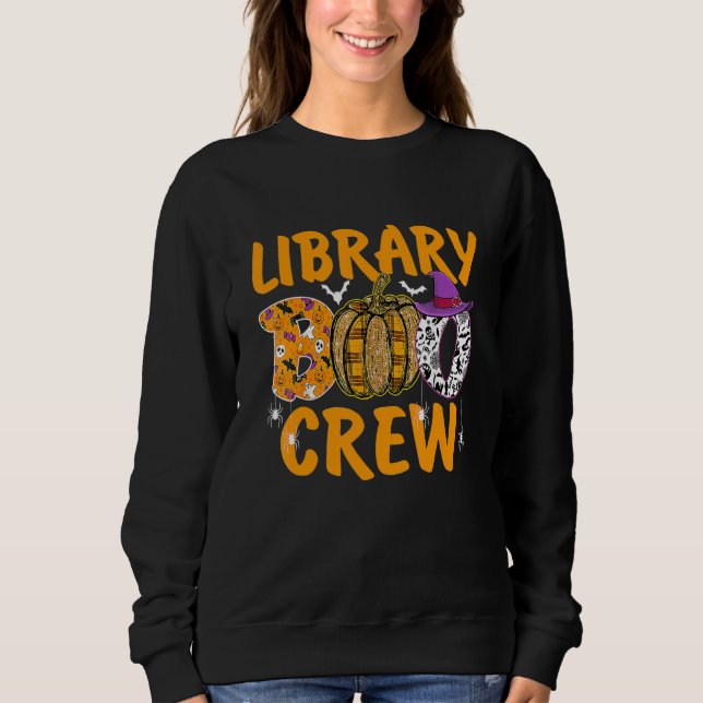 Camiseta Library Boo Crew School Librarian Halloween Librar (Frente)