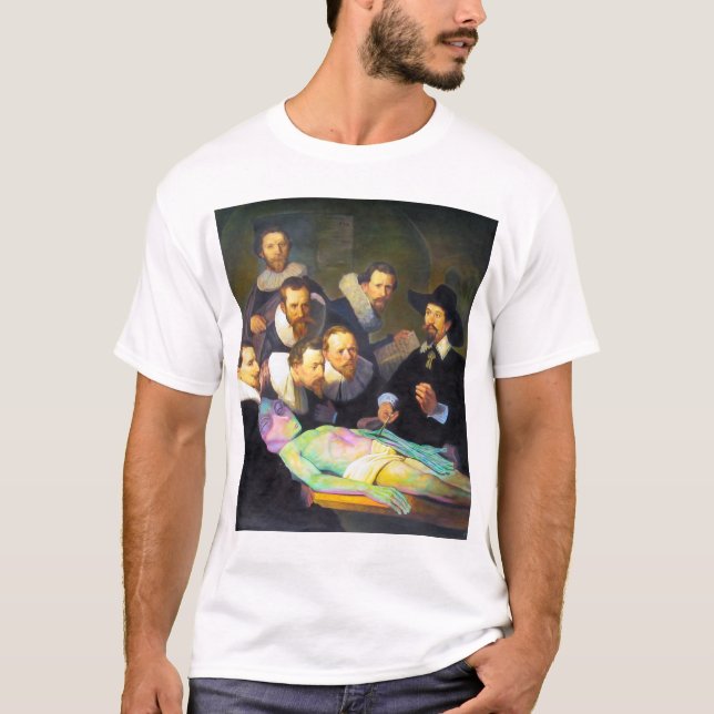 Camiseta Lição de Anatomia Rembrandt com pintores de Aliení (Frente)